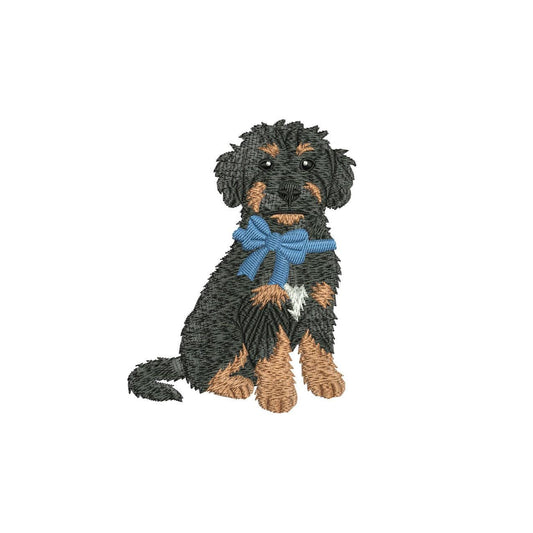 Cockapoo Embroidery Designs: Dog with Bow Machine Embroidery File Dog Embroidery File (DST, PES, JEF, More) Digital Download