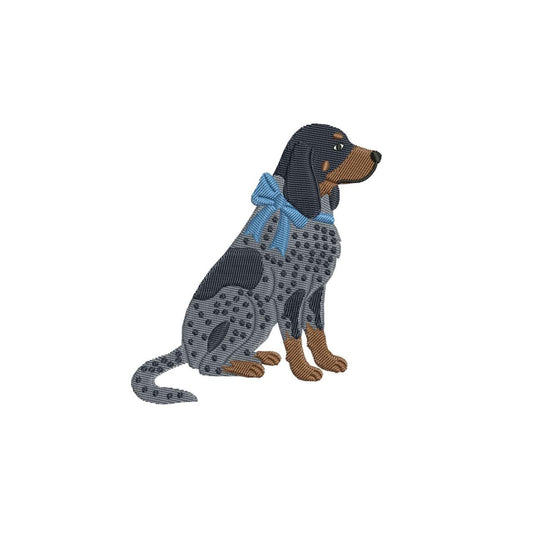 Bluetick Coonhound Embroidery Designs: Dog with Bow Machine Embroidery File Dog Embroidery File (DST, PES, JEF, More) Digital Download