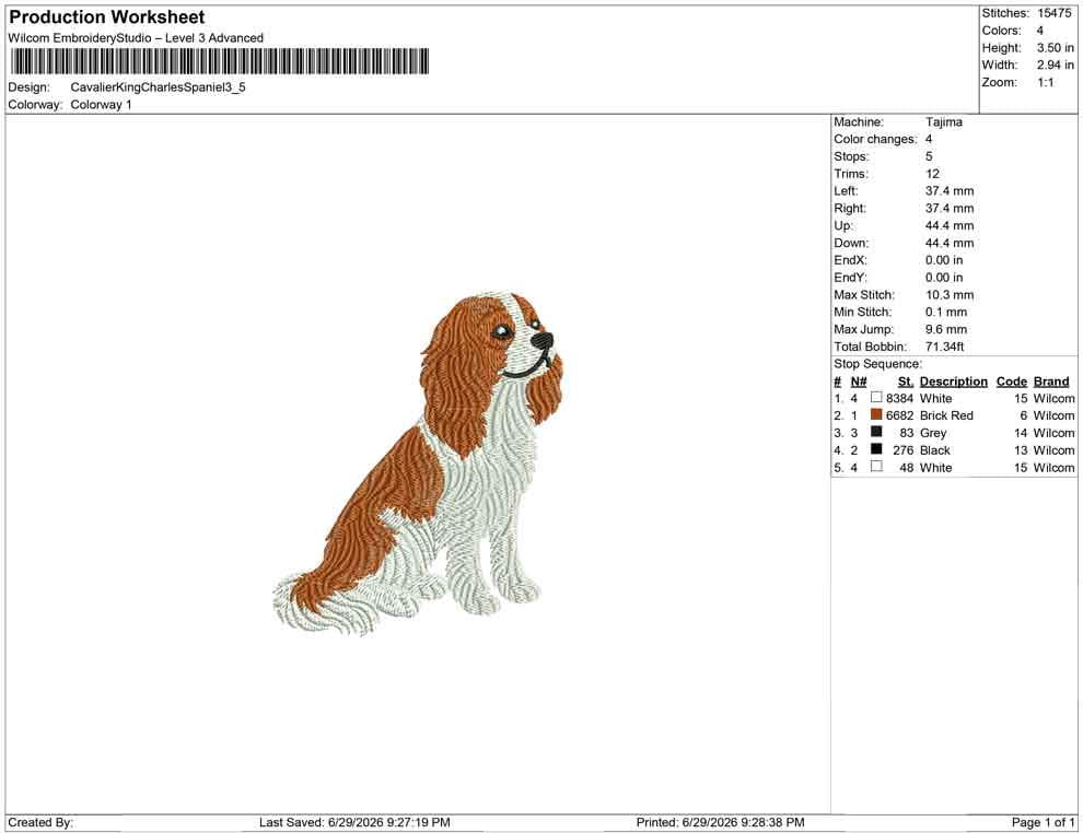 Cavalier King Charles Spaniel Embroidery Designs: Cavalier Dog Machine Embroidery File KCC Embroidery File (DST, PES) Digital