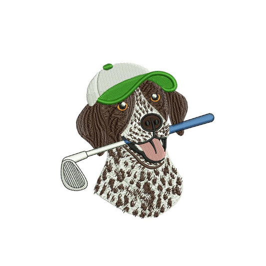 German Shorthaired Pointer Embroidery Designs: Dog Golf Machine Embroidery File Dog Short hair Embroidery File (DST, PES, JEF+) Digital