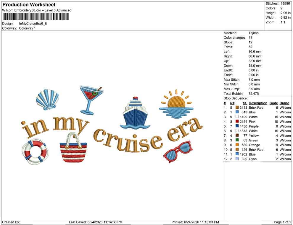 Cruise Era Embroidery Designs: Cruise Ship Machine Embroidery File (PES DST JEF+) Digital Download