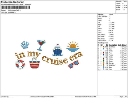 Cruise Era Embroidery Designs: Cruise Ship Machine Embroidery File (PES DST JEF+) Digital Download