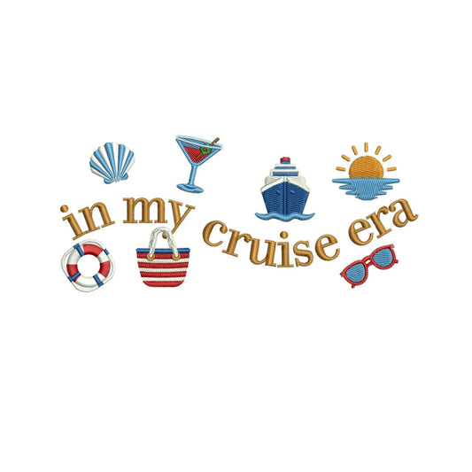 Cruise Era Embroidery Designs: Cruise Ship Machine Embroidery File (PES DST JEF+) Digital Download