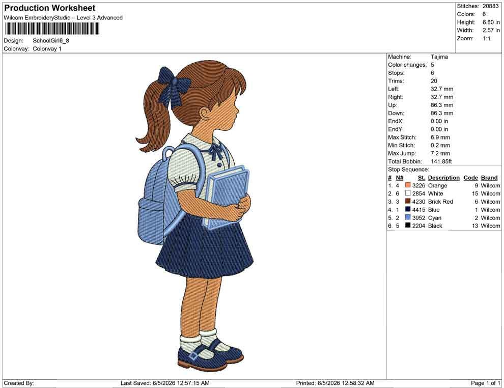 School Embroidery Designs: Back to School Machine Embroidery File School Girl Embroidery Design (PES DST EXP+) Digital Download