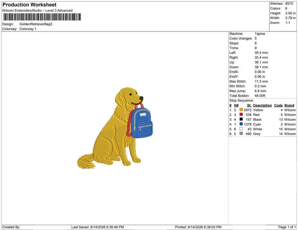 Golden Retriever Embroidery Designs: Back to School Machine Embroidery File School Dog Embroidery Design (PES DST EXP+) Digital Download