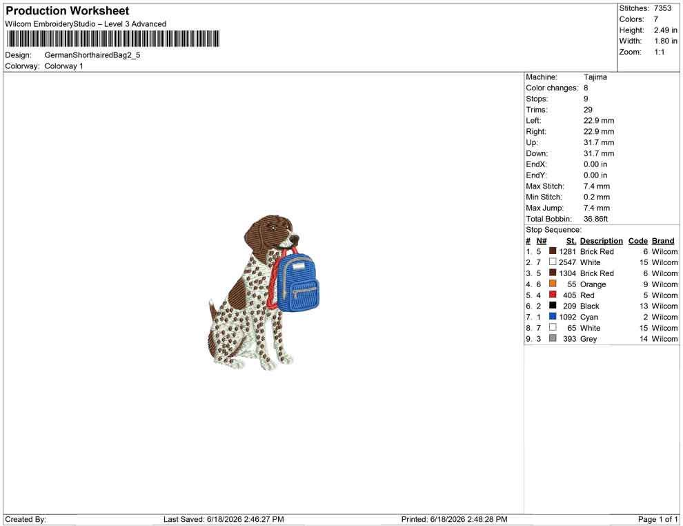 GSP Embroidery Designs: Back to School Machine Embroidery File German Shorthaired Pointer Embroidery Design (PES DST+) Digital Download