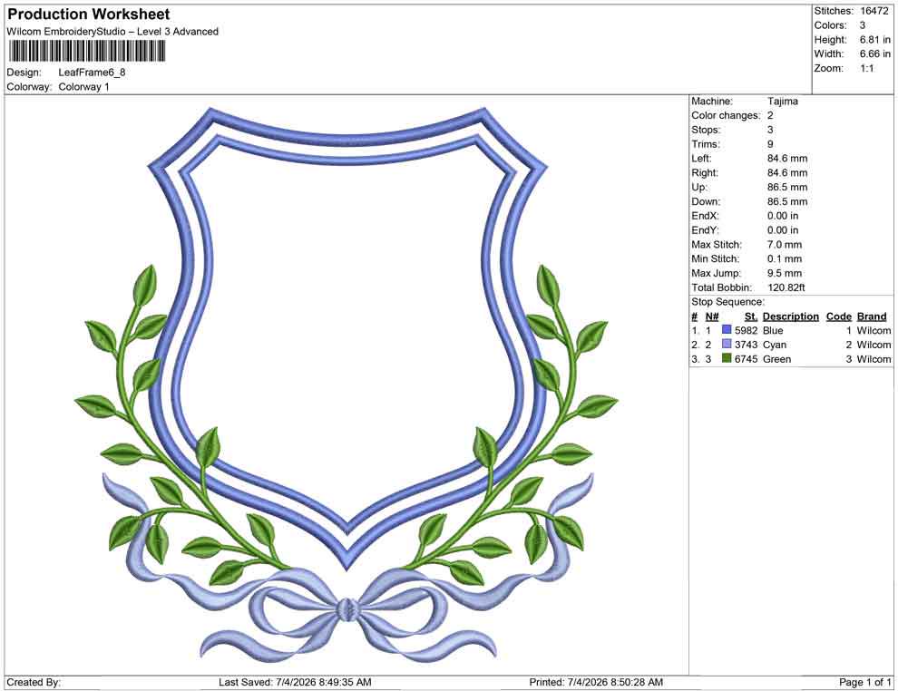 Bow with Leaf Frame Embroidery Designs: Elegant Crest Machine Embroidery File Baby Door Hanger Frame File (PES, DST, EXP +) Instant Download