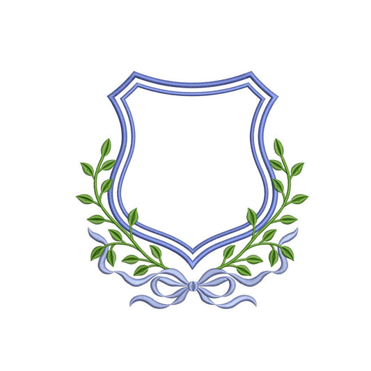 Bow with Leaf Frame Embroidery Designs: Elegant Crest Machine Embroidery File Baby Door Hanger Frame File (PES, DST, EXP +) Instant Download
