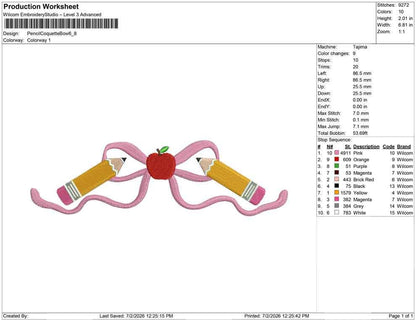 Back To School Embroidery Designs: Coquette Machine Embroidery Files For Teacher Appreciation Embroidery Design (PES DST EXP+) Instant