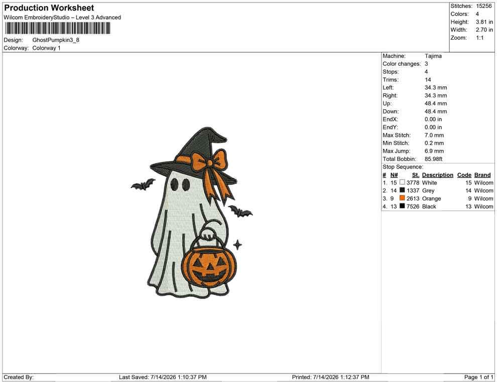 Halloween Ghost Embroidery Designs: Apparition With Pumpkin Machine Embroidery File Witch Hat Embroidery Design (Digital Download) PES DST+