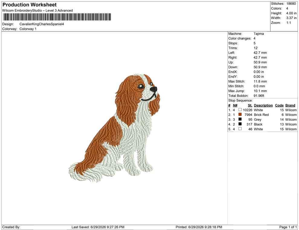 Cavalier King Charles Spaniel Embroidery Designs: Cavalier Dog Machine Embroidery File KCC Embroidery File (DST, PES) Digital