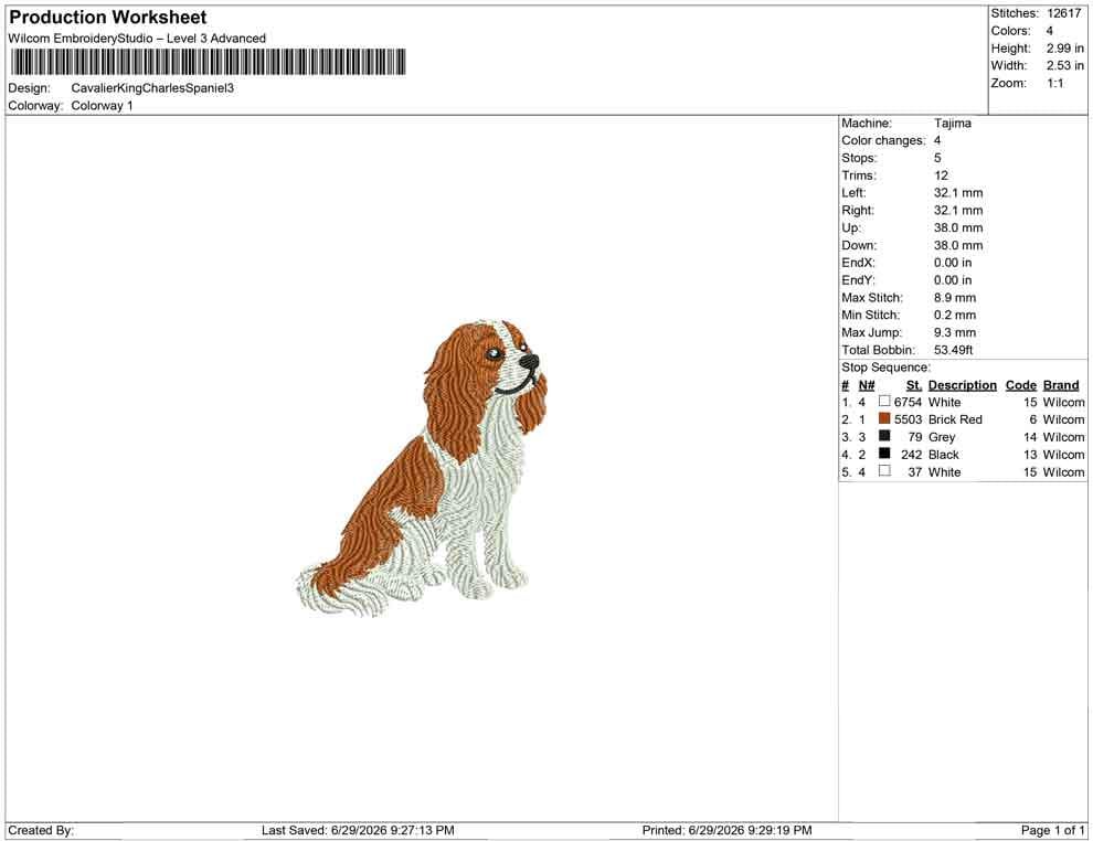 Cavalier King Charles Spaniel Embroidery Designs: Cavalier Dog Machine Embroidery File KCC Embroidery File (DST, PES) Digital