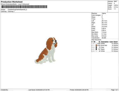 Cavalier King Charles Spaniel Embroidery Designs: Cavalier Dog Machine Embroidery File KCC Embroidery File (DST, PES) Digital