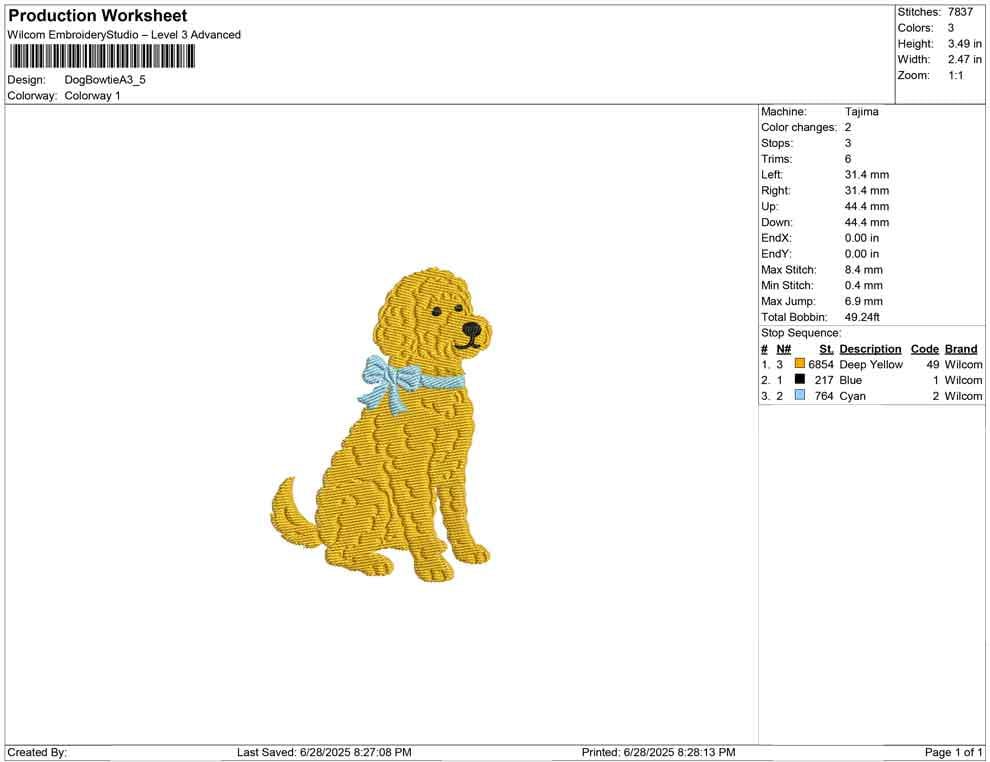 Goldendoodle Embroidery Designs: Curly Golden Doodle Dog Machine Embroidery File Puppy with Bow Embroidery Design (Digital Download)