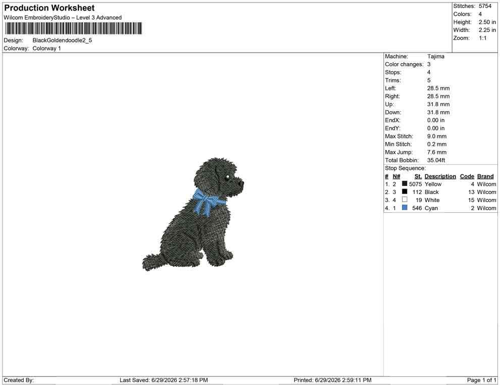 Yorkie Poo Embroidery Design: Dog with Bow Machine Embroidery File Dog Embroidery File (DST, PES, JEF, More) Digital Download