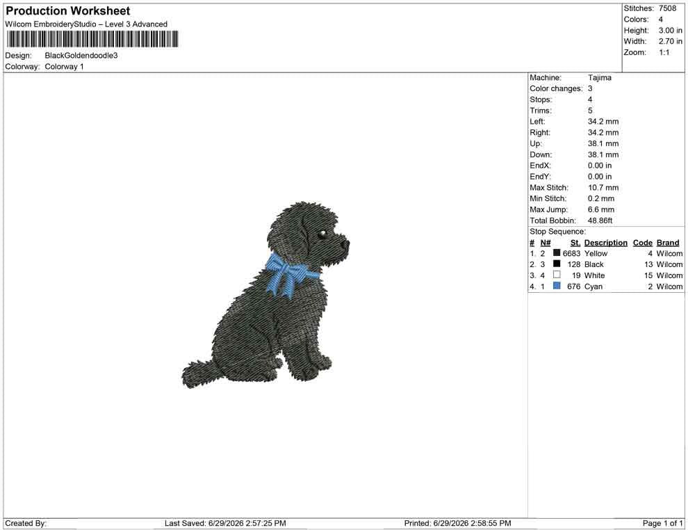 Yorkie Poo Embroidery Design: Dog with Bow Machine Embroidery File Dog Embroidery File (DST, PES, JEF, More) Digital Download