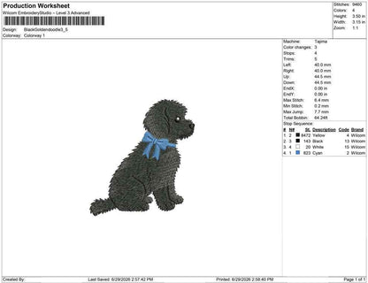Yorkie Poo Embroidery Design: Dog with Bow Machine Embroidery File Dog Embroidery File (DST, PES, JEF, More) Digital Download