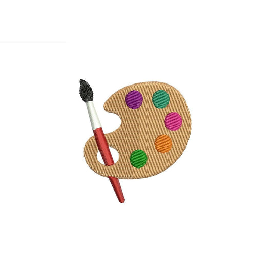 Paint Palette Embroidery Design: Artist Palette with Paintbrush Machine Embroidery File Mini Art Teacher Embroidery Design