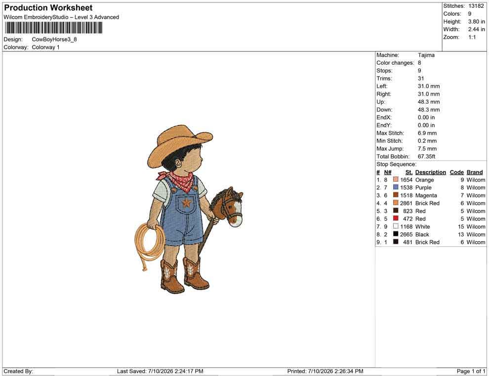 Cowboy Boy Embroidery Designs: Baby Machine Embroidery File Cowboy Boy Embroidery File (PES DST JEF+) Digital Download