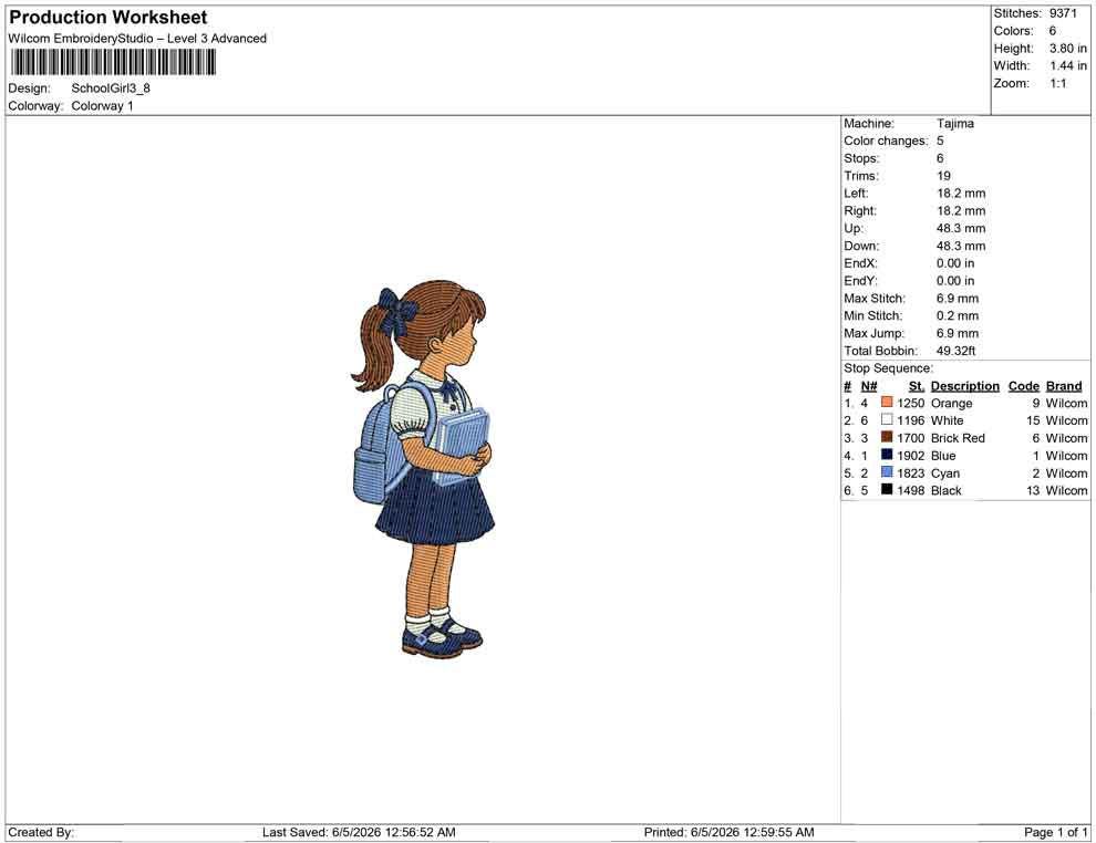 School Embroidery Designs: Back to School Machine Embroidery File School Girl Embroidery Design (PES DST EXP+) Digital Download