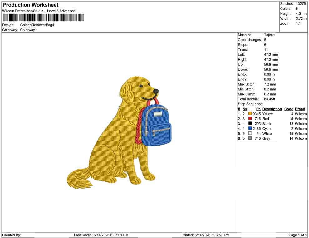 Golden Retriever Embroidery Designs: Back to School Machine Embroidery File School Dog Embroidery Design (PES DST EXP+) Digital Download
