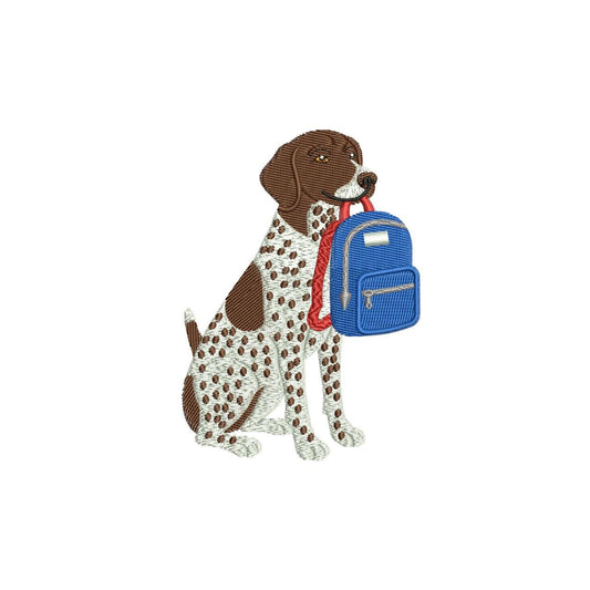 GSP Embroidery Designs: Back to School Machine Embroidery File German Shorthaired Pointer Embroidery Design (PES DST+) Digital Download