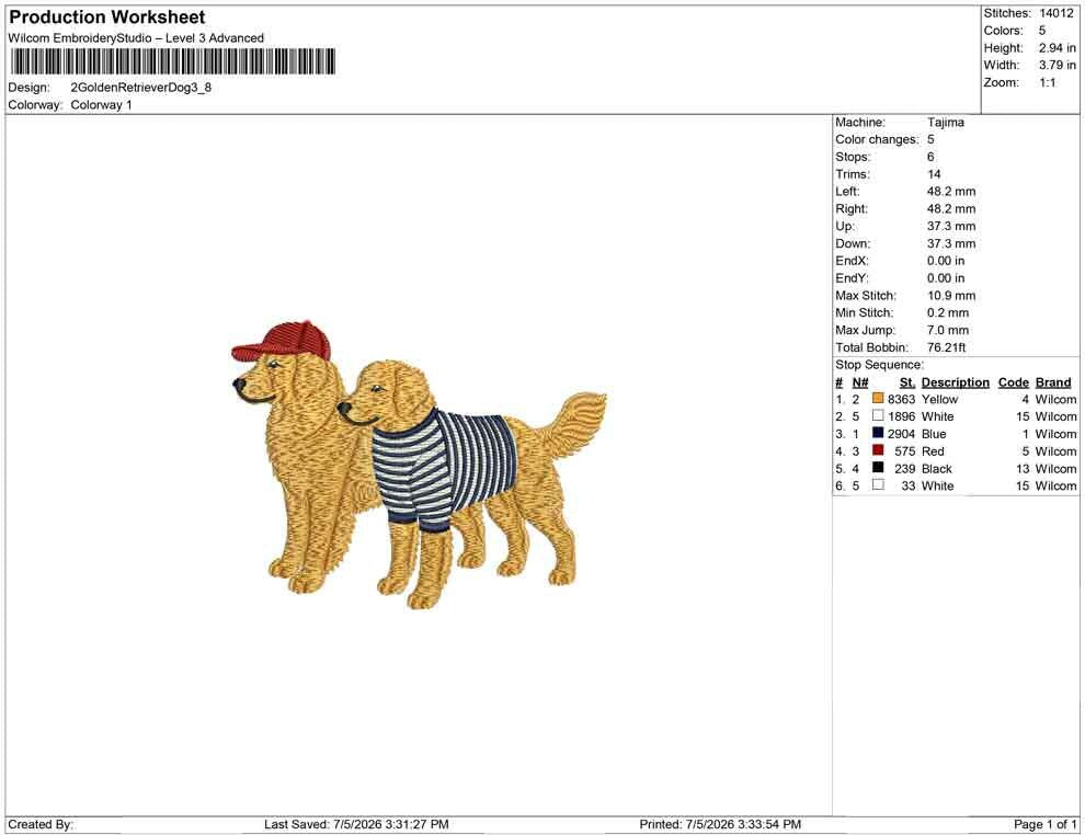 Best Friend Embroidery Designs: Golden Retrievers Embroidery File East Coast Embroidery Machine File (Digital Download) JEF PES DST+