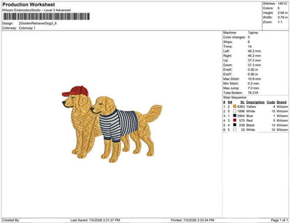Best Friend Embroidery Designs: Golden Retrievers Embroidery File East Coast Embroidery Machine File (Digital Download) JEF PES DST+