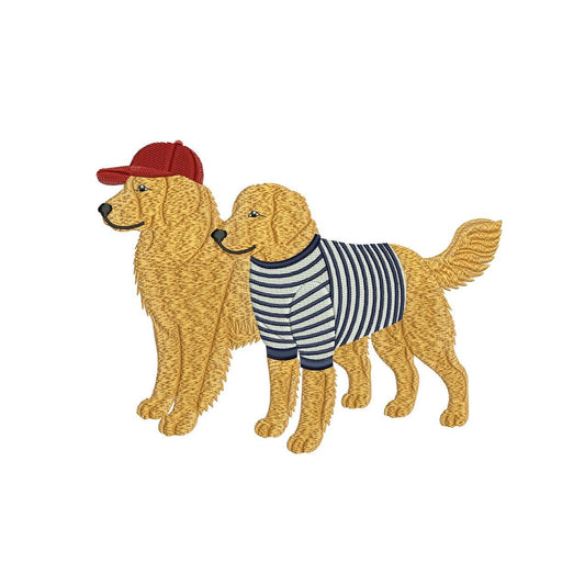 Best Friend Embroidery Designs: Golden Retrievers Embroidery File East Coast Embroidery Machine File (Digital Download) JEF PES DST+
