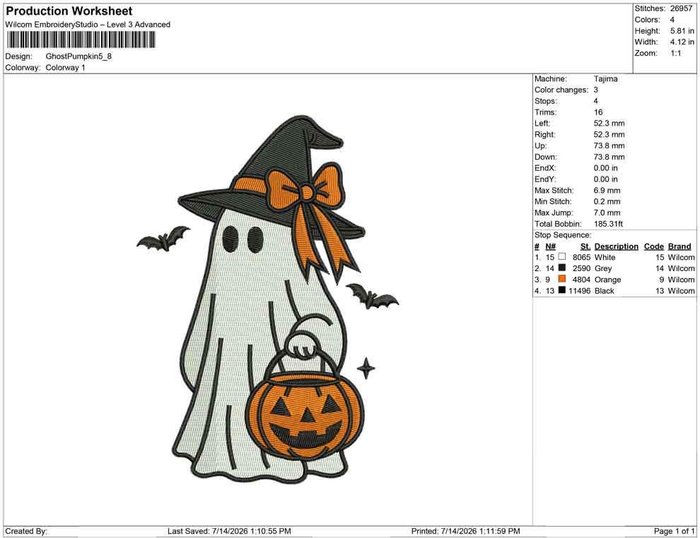 Halloween Ghost Embroidery Designs: Apparition With Pumpkin Machine Embroidery File Witch Hat Embroidery Design (Digital Download) PES DST+