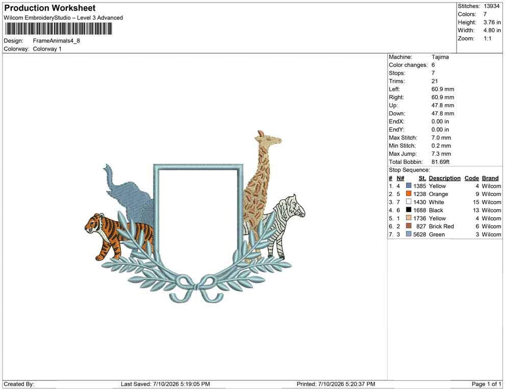 Safari Banner Frame Embroidery Designs: Animal Embroidery Crest Elephant, Tiger, Giraffe, and Zebra Baby Door Hanger Machine Embroidery File
