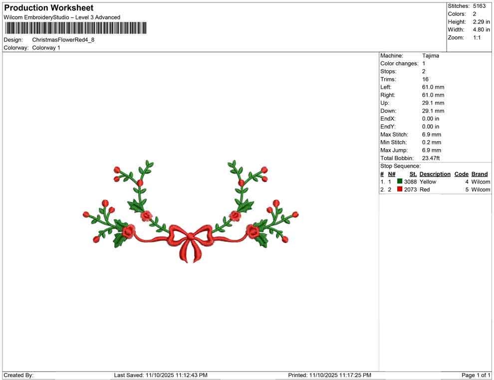 Christmas Mistletoe Embroidery Designs: Ribbon Floral Embroidery Design Christmas Machine Embroidery Files (Digital Download) DST PES EXP+