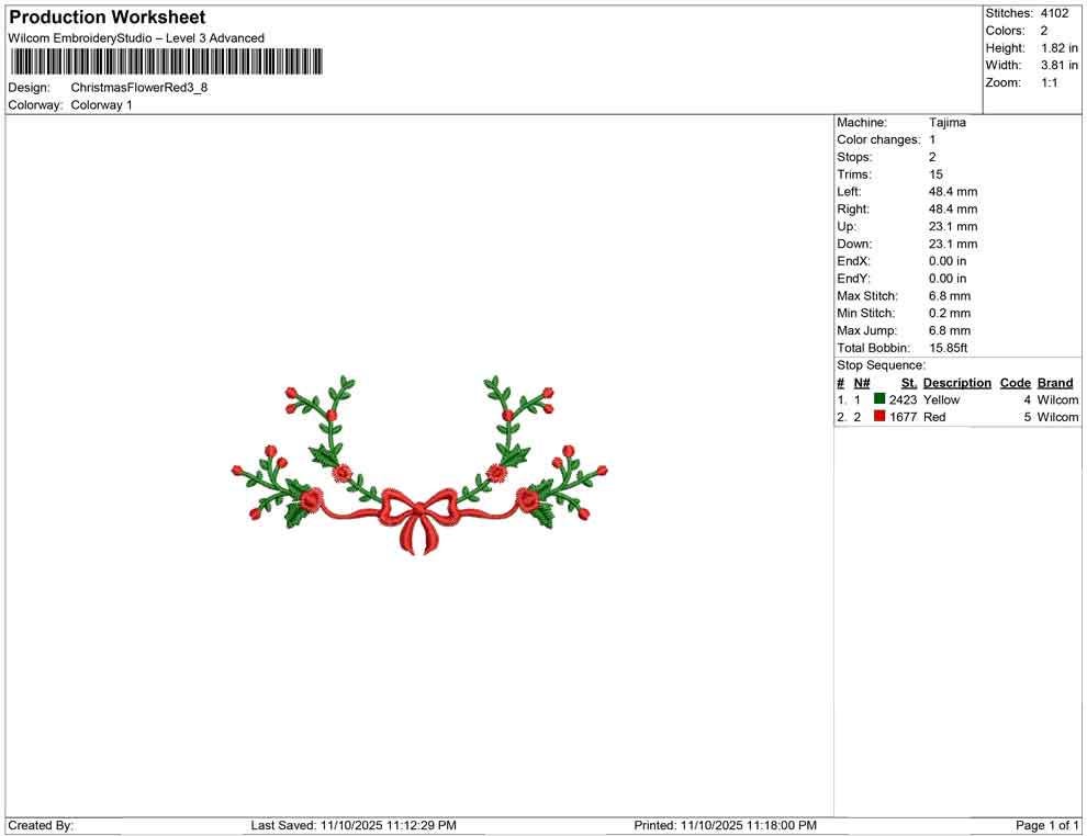 Christmas Mistletoe Embroidery Designs: Ribbon Floral Embroidery Design Christmas Machine Embroidery Files (Digital Download) DST PES EXP+