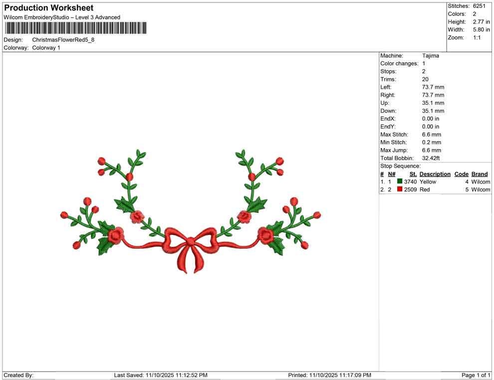 Christmas Mistletoe Embroidery Designs: Ribbon Floral Embroidery Design Christmas Machine Embroidery Files (Digital Download) DST PES EXP+