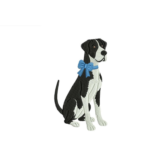 Great Dane Dog Embroidery Design: Dog with Bow Machine Embroidery File Dog Embroidery File (DST, PES, JEF) Digital Download
