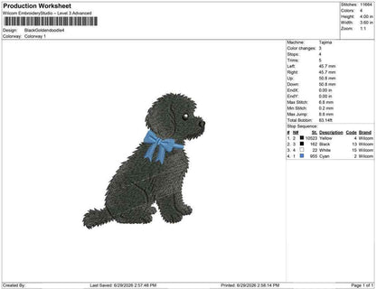 Yorkie Poo Embroidery Design: Dog with Bow Machine Embroidery File Dog Embroidery File (DST, PES, JEF, More) Digital Download