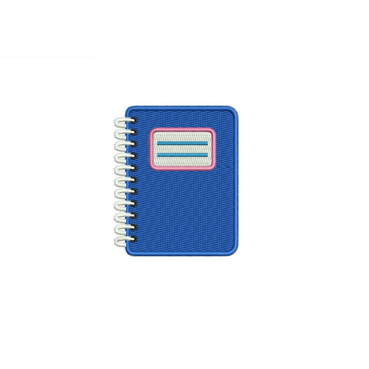 Spiral Notebook Embroidery Design: Pink Label Notebook Machine Embroidery File Teacher School Notebook Embroidery Design Back To School PES