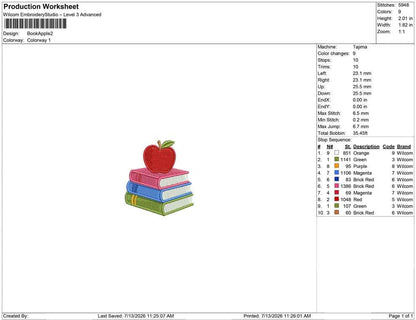 Back To School Embroidery Designs: Apple Machine Embroidery File Teacher Apple Embroidery PES DST JEF (Instant Download)