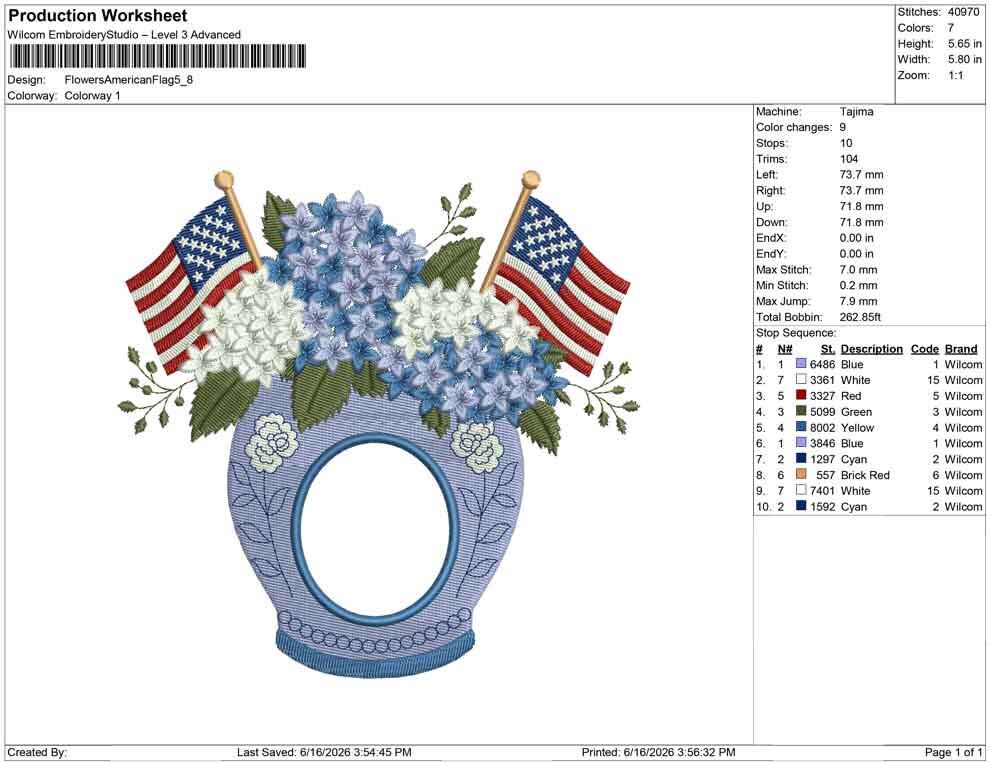 American Flag Floral Frame Embroidery Designs: Floral Frame Embroidery Design with Flags for Independence Day Frame or Patriotic Decor