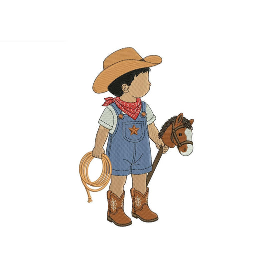 Cowboy Boy Embroidery Designs: Baby Machine Embroidery File Cowboy Boy Embroidery File (PES DST JEF+) Digital Download