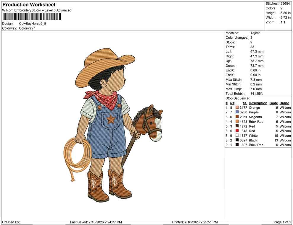 Cowboy Boy Embroidery Designs: Baby Machine Embroidery File Cowboy Boy Embroidery File (PES DST JEF+) Digital Download