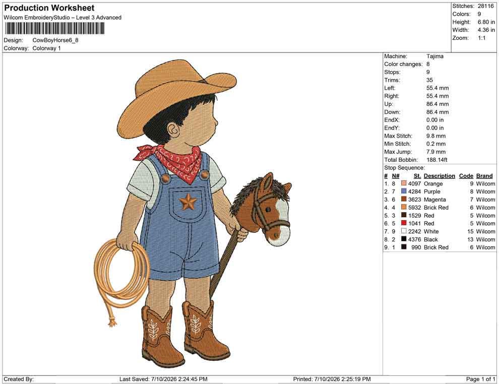 Cowboy Boy Embroidery Designs: Baby Machine Embroidery File Cowboy Boy Embroidery File (PES DST JEF+) Digital Download