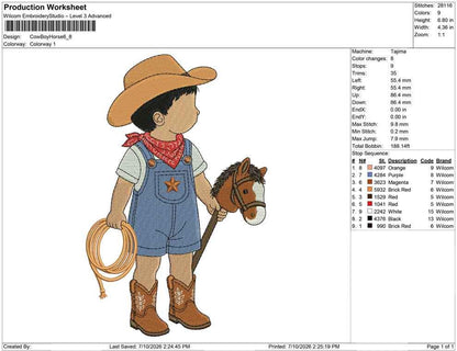 Cowboy Boy Embroidery Designs: Baby Machine Embroidery File Cowboy Boy Embroidery File (PES DST JEF+) Digital Download