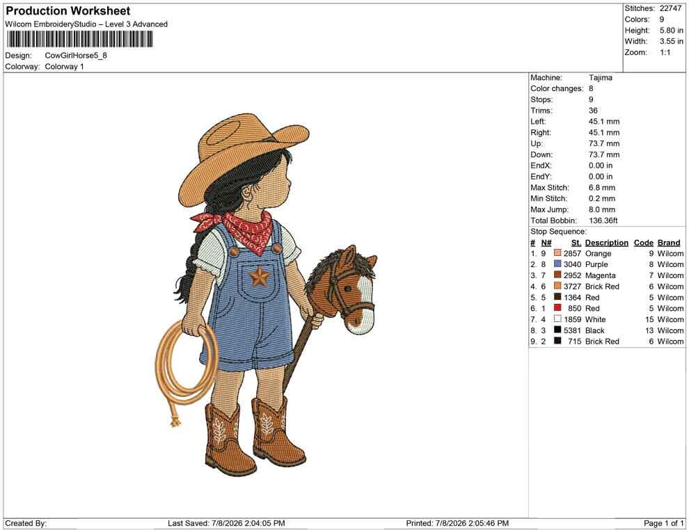 Cowgirl Embroidery Designs: Baby Machine Embroidery File Cowgirl Embroidery File (PES DST JEF+) Instant Download