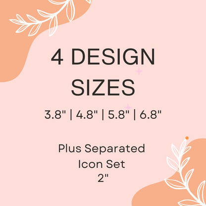 Beach Vacation Icon Set Embroidery Design: Summer Travel (Digital Download)