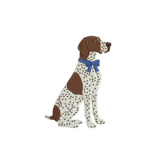 German Shorthaired Pointer Embroidery Design: Dog with Bow Machine Embroidery File Dog Embroidery File (DST, PES, JEF+) Digital Download
