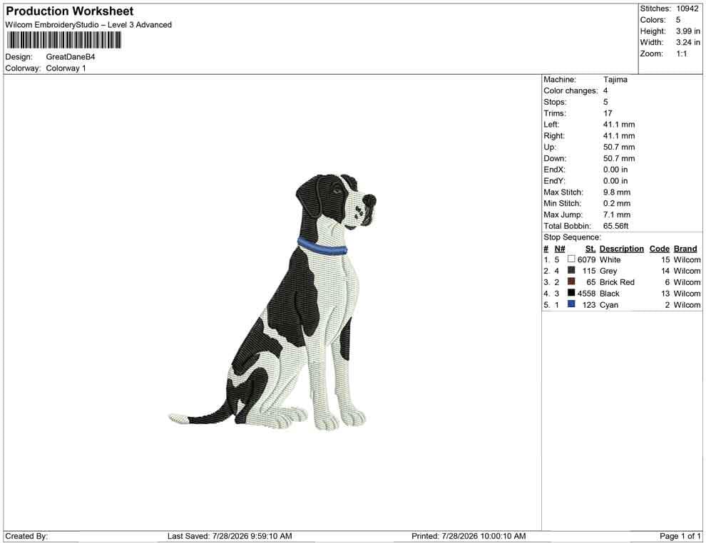 Great Dane Embroidery Designs: Big Dog Machine Embroidery Files Dog with Collar Embroidery Design (PES DST JEF+) Digital Download