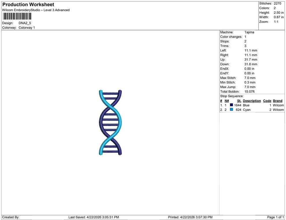 DNA Helix Embroidery Design: Science Genetics Machine Embroidery File Biology Lab Embroidery DNA Helix Design (Instant Digital Download)