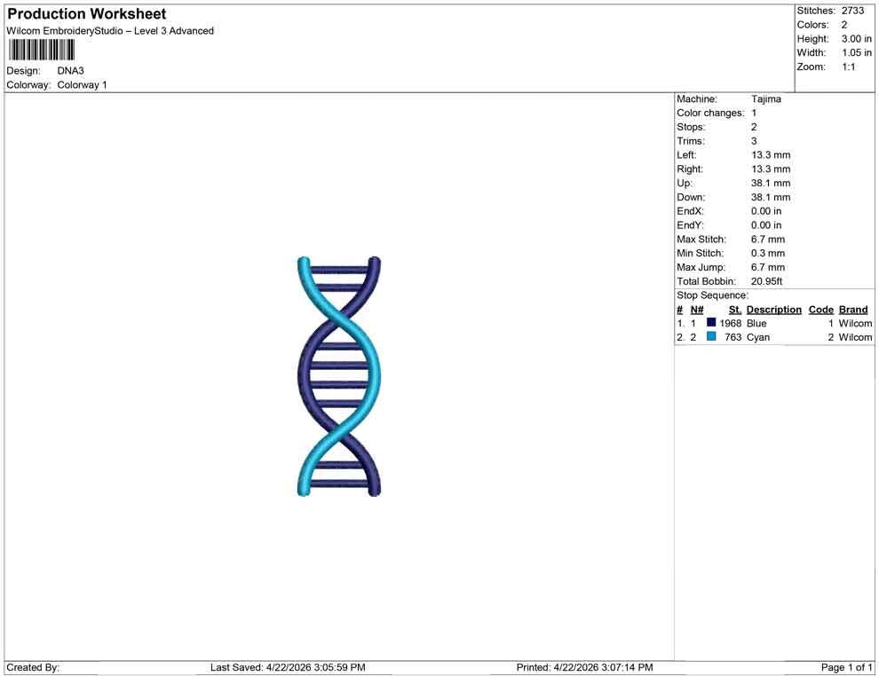 DNA Helix Embroidery Design: Science Genetics Machine Embroidery File Biology Lab Embroidery DNA Helix Design (Instant Digital Download)