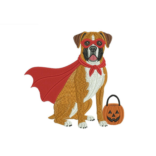 Superhero Dog Embroidery Designs: Halloween Boxer Dog Embroidery Design Files (PES DST JEF+) Instant Digital Download